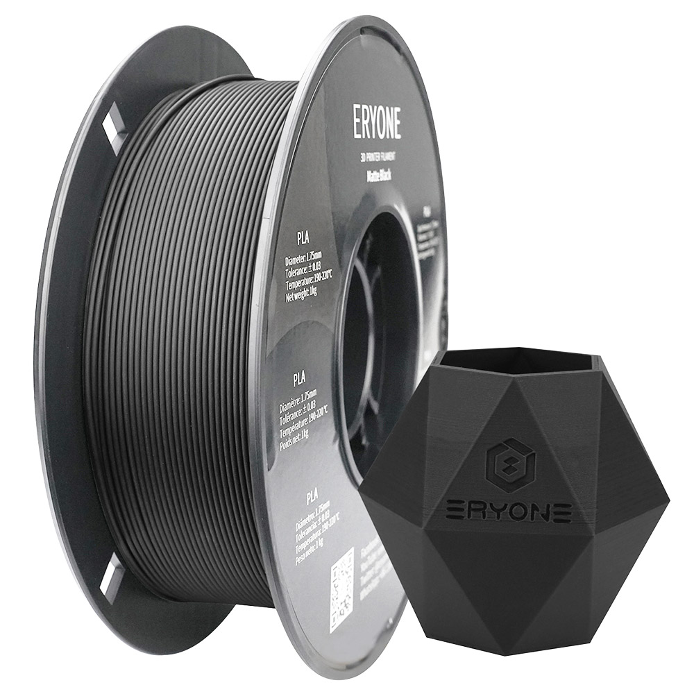 ERYONE Matte PLA Filament for 3D Printer 1.75mm Tolerance 0.03mm 1kg (2.2LBS)/Spool - Black