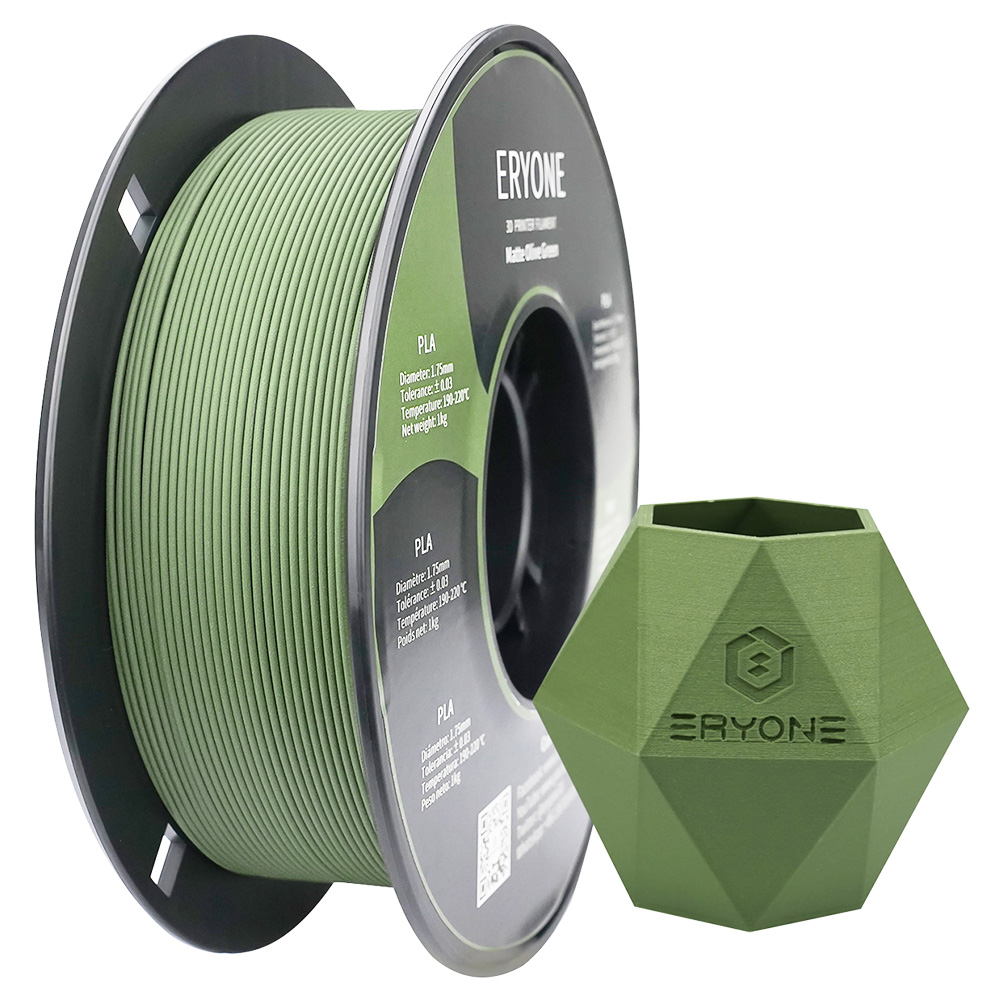 ERYONE Matt PLA Filament för 3D-skrivare 1,75 mm Tolerans 0,03 mm 1 kg (2,2 LBS)/spole - olivgrön
