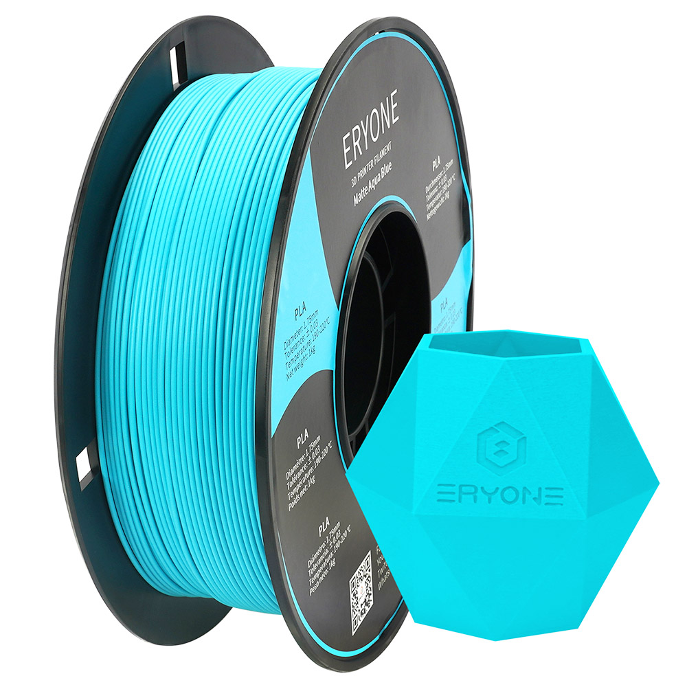 Filament PLA Mat ERYONE pour Imprimante 3D Tolérance 1.75mm 0.03mm 1kg (2.2LBS)/Bobine - Bleu Aqua