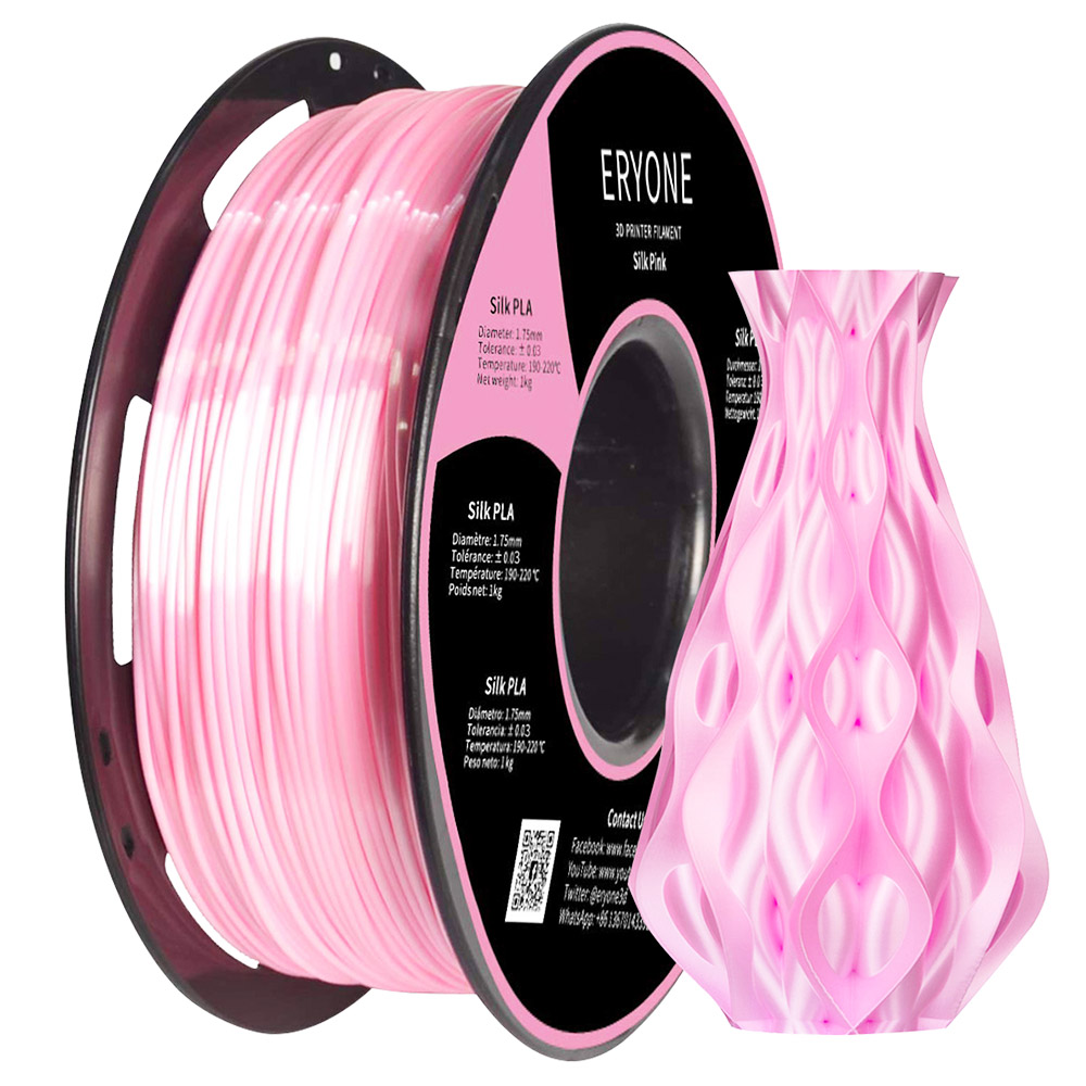 

ERYONE Silk PLA Filament for 3D Printer 1.75mm Tolerance 0.03mm 1kg (2.2LBS)/Spool - Pink