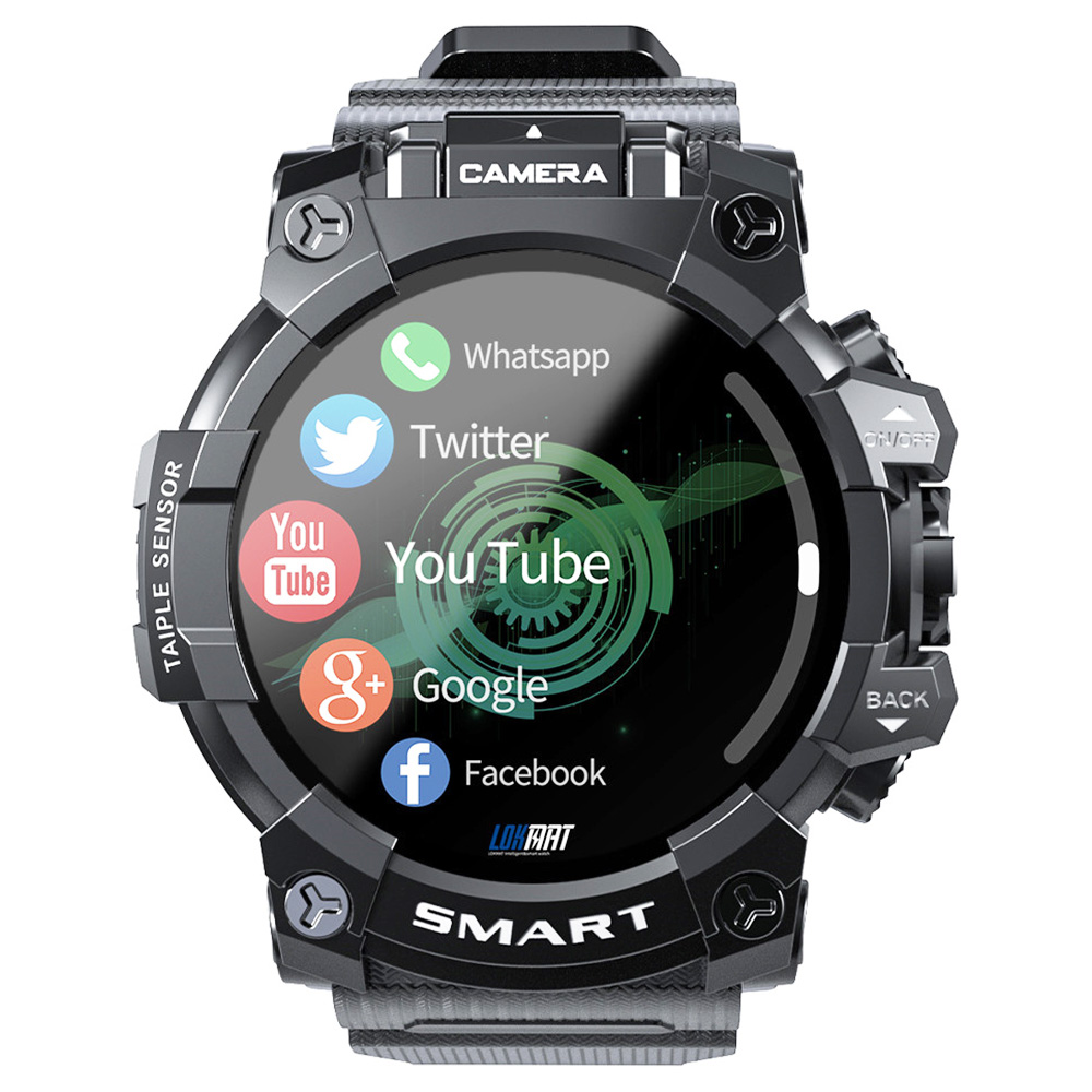 LOKMAT APPLLP 6 Smart Watch 4G WiFi Tel Watch with Camera GPS Sports Watch with Touch Screen for Android iOS Black
