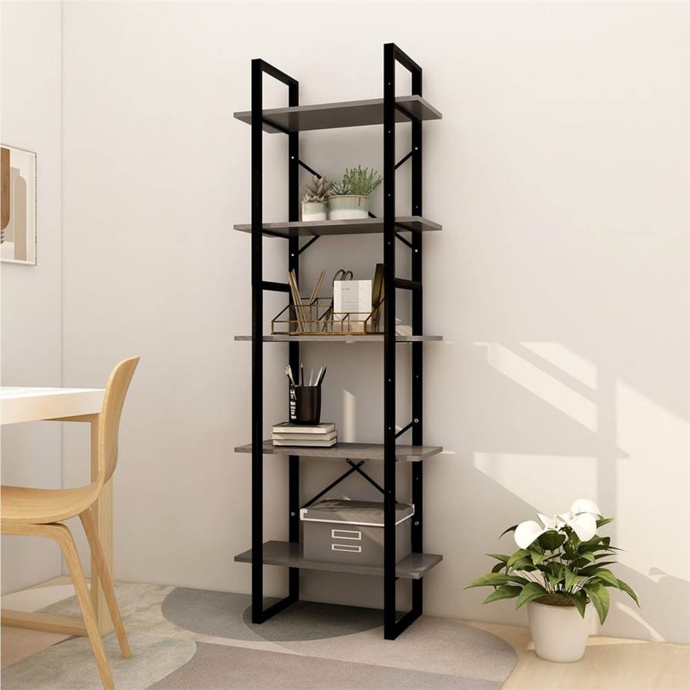 

5-Tier Book Cabinet Grey 60x30x175 cm Pinewood