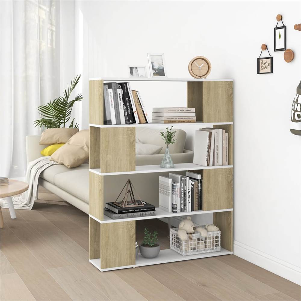 

Book Cabinet Room Divider White and Sonoma Oak 100x24x124 cm