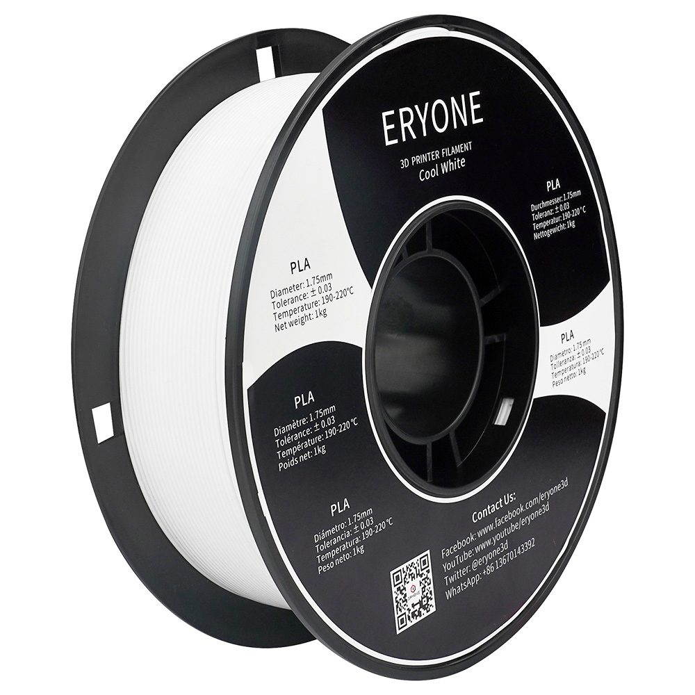ERYONE PLA Filament voor 3D-printer 1.75mm Tolerantie 0.03mm 1kg (2.2LBS)/Spool - Koel Wit