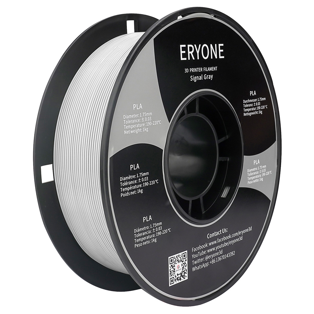ERYONE PLA Filament for 3D Printer 1.75mm Tolerance 0.03mm 1kg (2.2LBS)/Spool - Signal Gray
