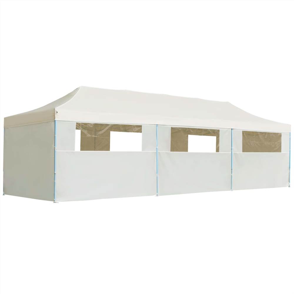 

Folding Pop-up Party Tent with 8 Sidewalls 3x9 m Cream