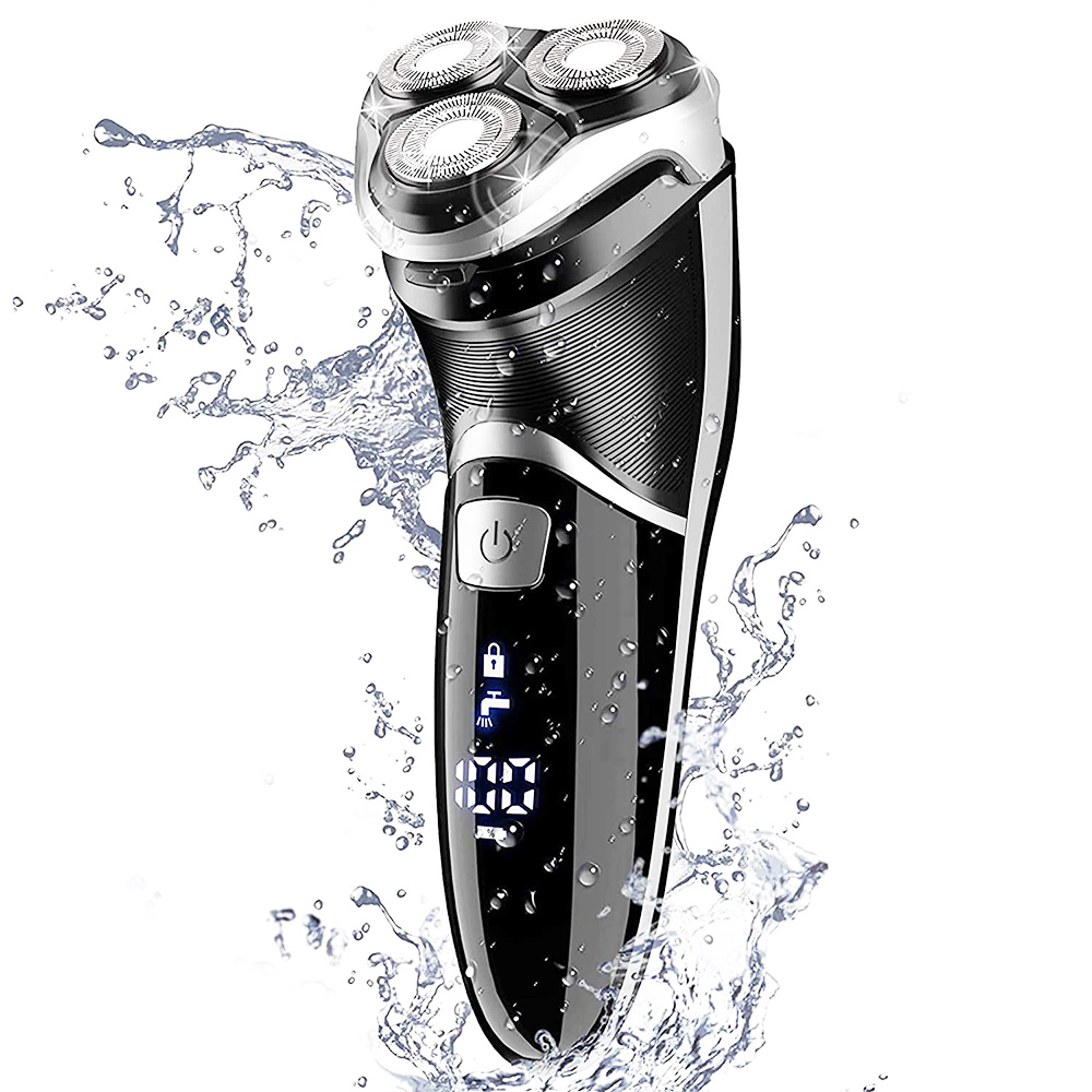 

MAX-T Electric Shaver Razor for Men Quick Rechargeable Wet Dry Rotary Shaver with Pop Up Trimmer and LED Display