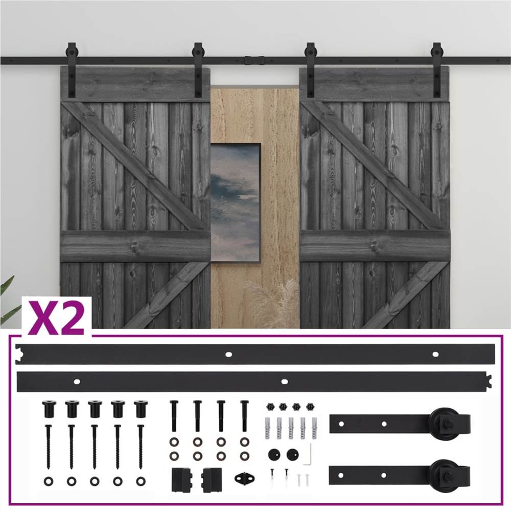 

Sliding Door with Hardware Set 100x210 cm Solid Pine Wood Black