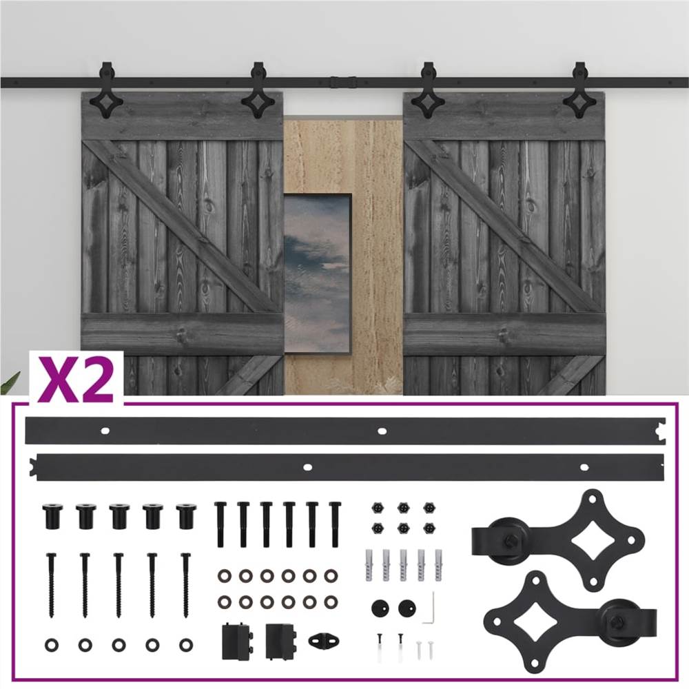 

Sliding Door with Hardware Set 100x210 cm Solid Pine Wood Black
