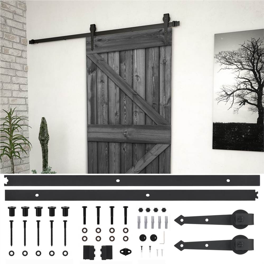 

Sliding Door with Hardware Set 80x210 cm Solid Pine Wood Black