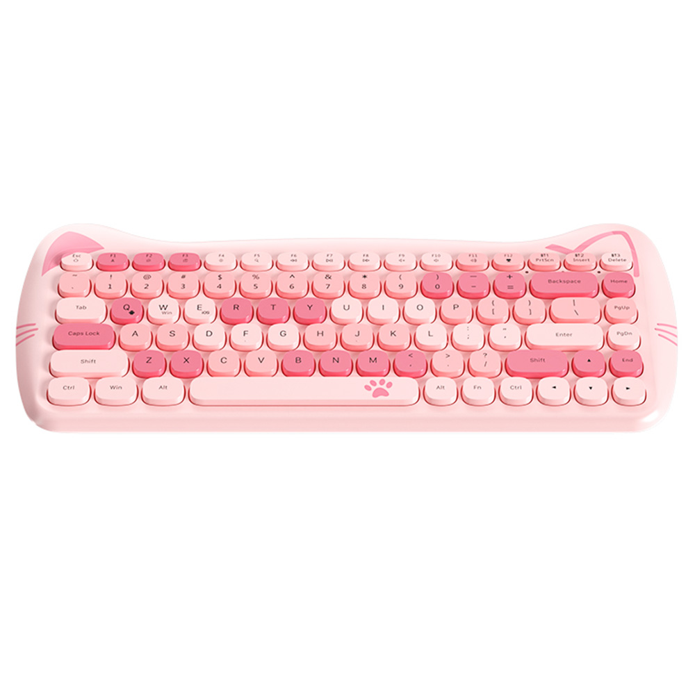Ajazz 3060i Bluetooth Wireless Keyboard Cute Pet Design Pink