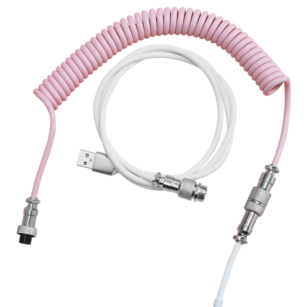 Ajazz AL60 TPE Data Cable Keyboard Accessory Flexible 20-230cm USB Type-c Interface - White Pink
