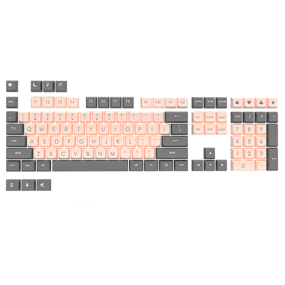 Ajazz PBT Double-shot Keycaps Keyboard Accessories for Ajazz 104, 87, 68, 108, 61 Keyboard - Gray Pink