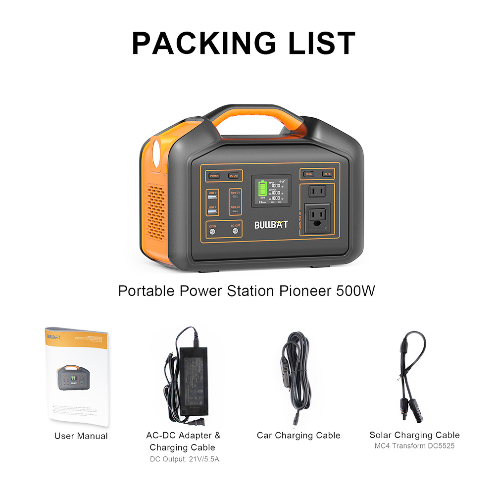 BULLBAT Pioneer 500 505Wh/500W Portable Power Station