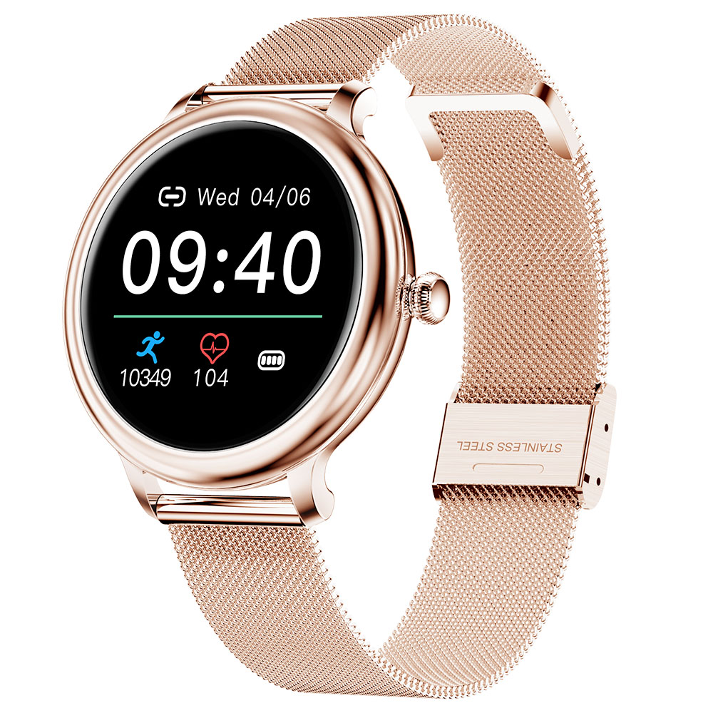 SENBONO NY33 Dam Smartwatch Full Touch Screen Sports Watch IP68 Vattentät Fitness Tracker för iOS Android Gold