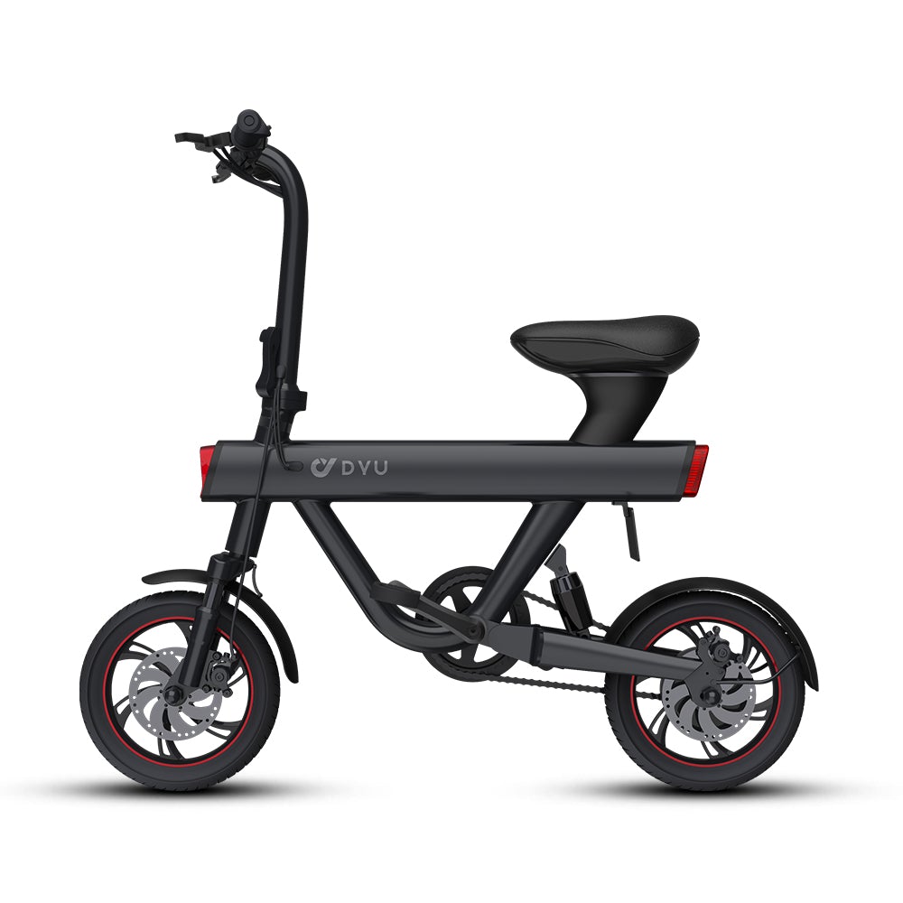 

DYU V1 Electric Moped Bike 12 inch 36V 10Ah Battery up to 50-60KM Mileage Max 25km/h 240W Motor 3 levels of pedal assist Double Disc Brake - Black