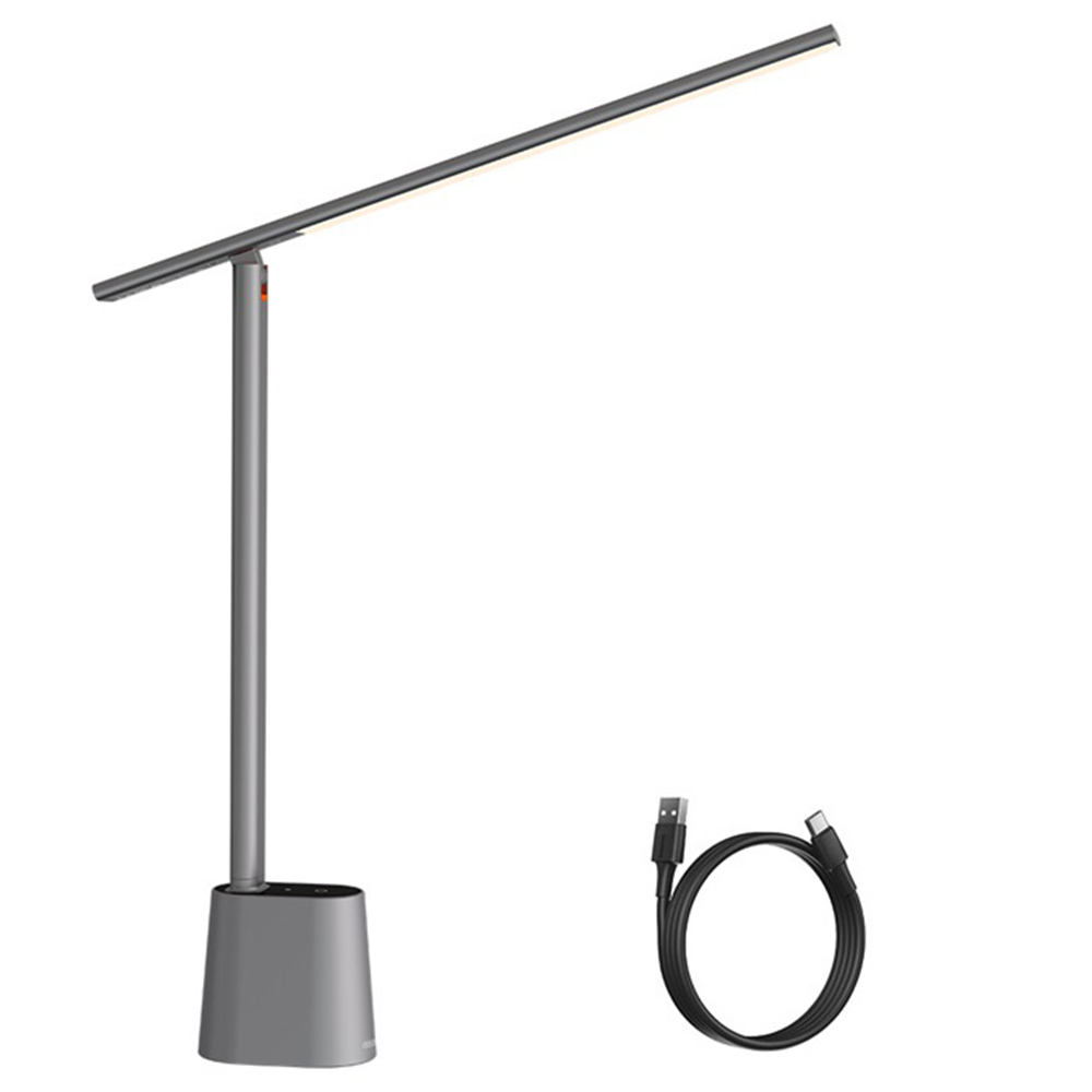 Baseus LED Smart Foldable Desk Lamp with Adaptive Brightness and Eye Protect for Read Study Bedside Office - Gray