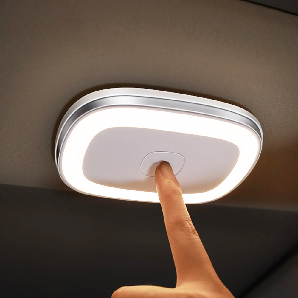 Baseus LED Gece Lambası Araba Dokunmatik Tavan Lambası Tavan Mıknatıs Lambası Otomobil İç Aydınlatma USB Şarj Edilebilir - Beyaz