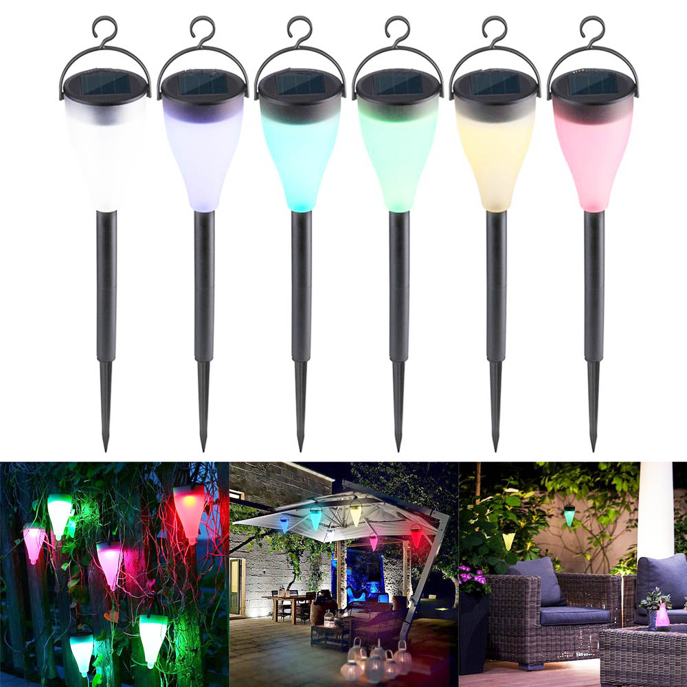 Lampade da giardino a LED a energia solare a tre modalità ad alta luminosità con guscio nero - Luce colorata