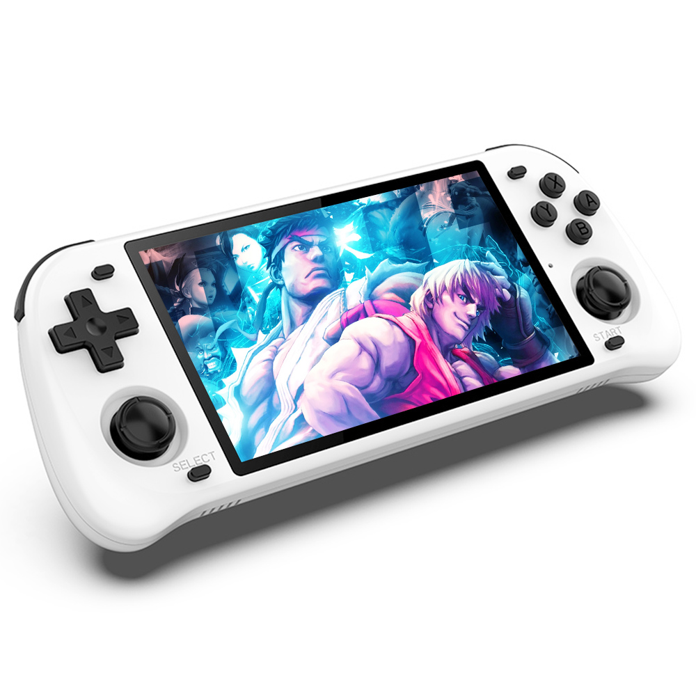 Powkiddy RGB10 Max2 128GB Retro Game Console, 5.0 Inch IPS Screen, WiFi Bluetooth, EE4.3 Open Source, RK3326,  3D Rocker, 6H Battery Life, N64 NEOGEO CPS FBA MD PS1 GBA NDS NGP FC SFC Simulators, White