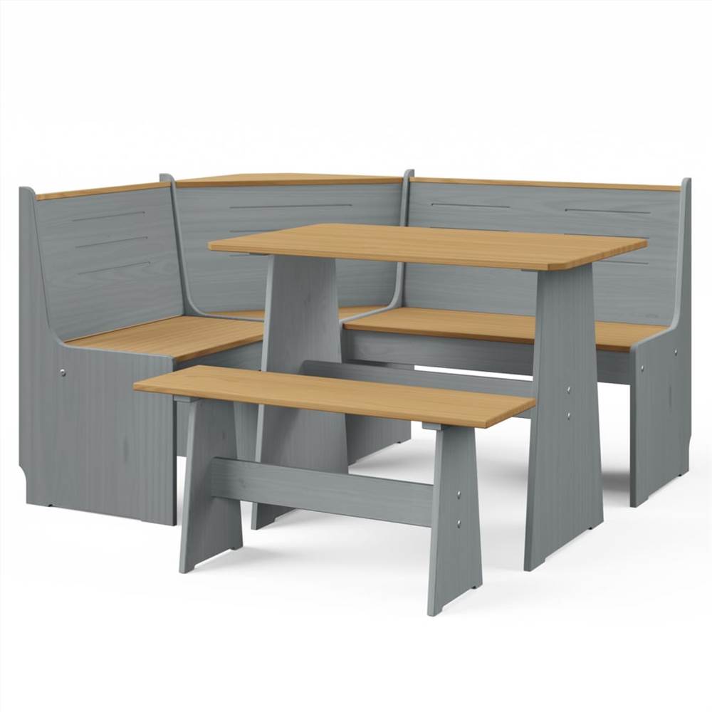 

3 Piece Garden Lounge Set Honey Brown and Grey Solid Pinewood