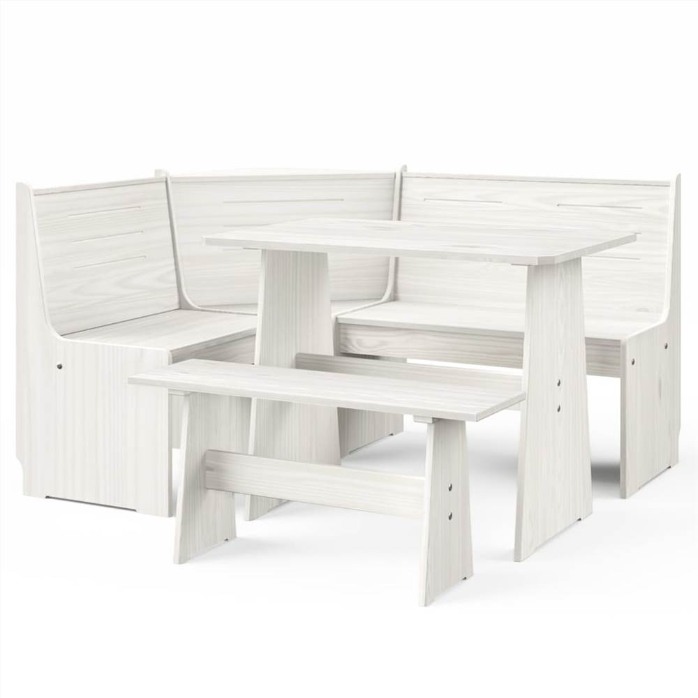 3 Piece Garden Lounge Set White Solid Pinewood