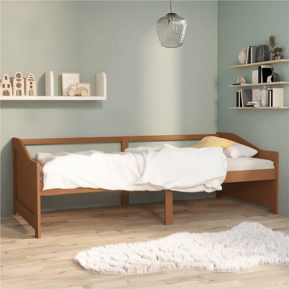 

3-Seater Day Bed Honey Brown Solid Pinewood 90x200 cm