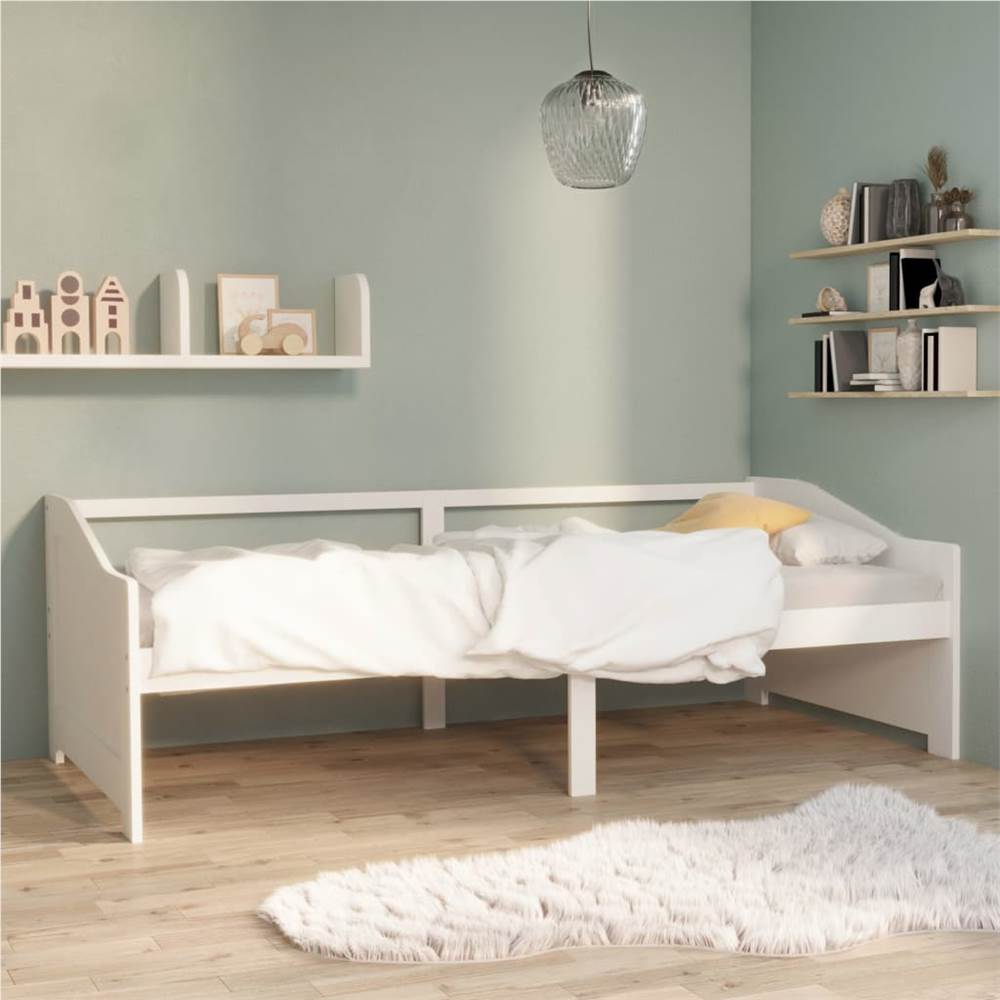 

3-Seater Day Bed White Solid Pinewood 90x200 cm