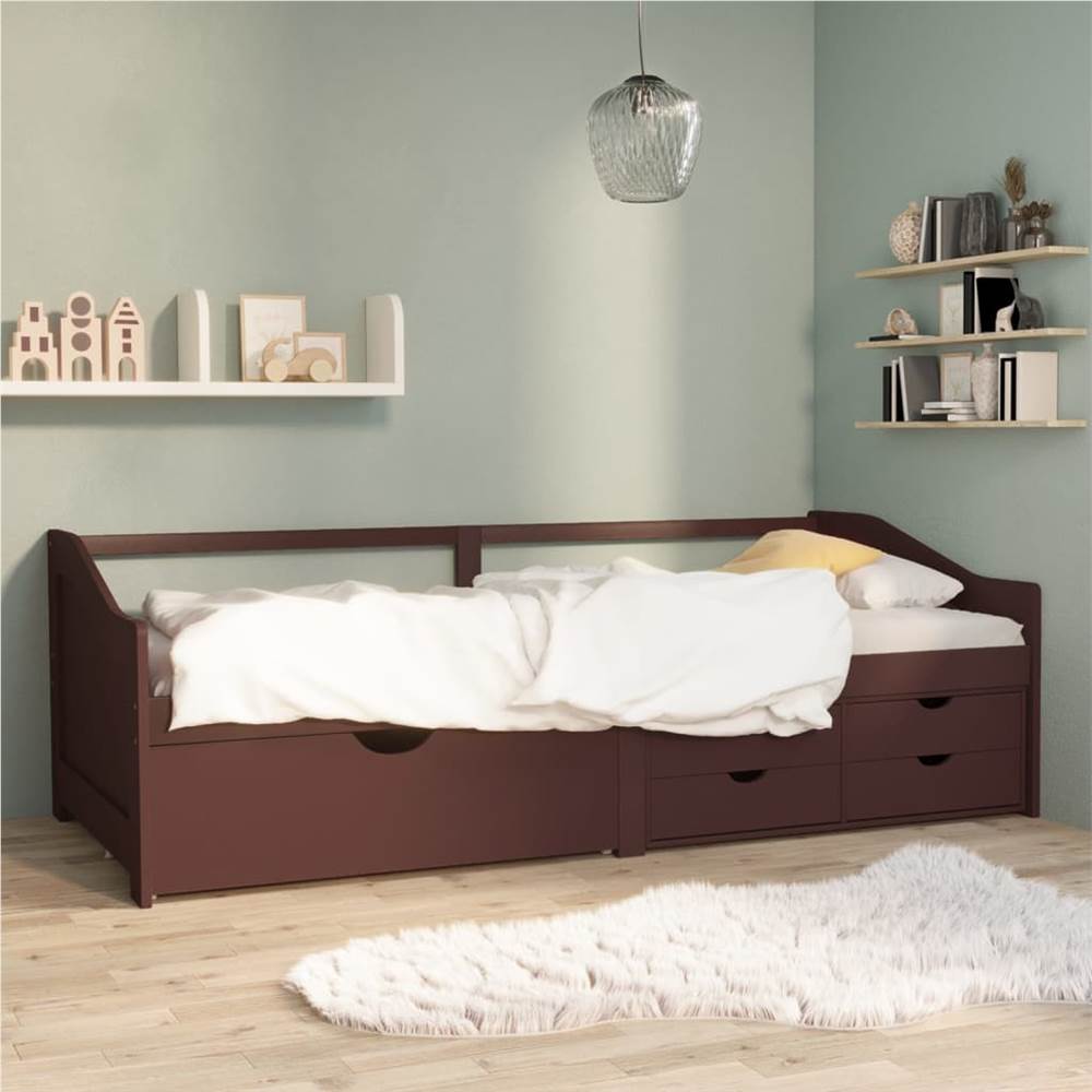3-Seater Day Bed with Drawers Dark Brown Solid Pinewood 90x200 cm