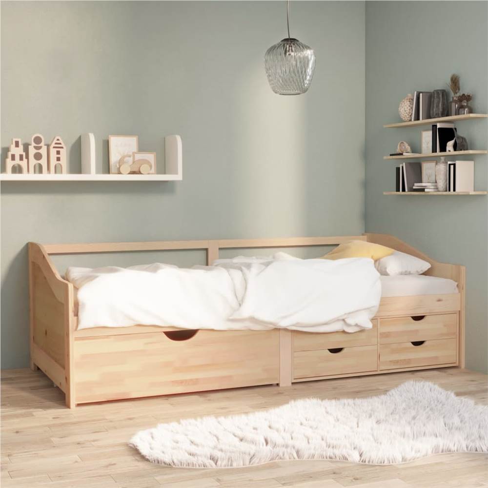 3-Seater Day Bed with Drawers Solid Pinewood 90x200 cm