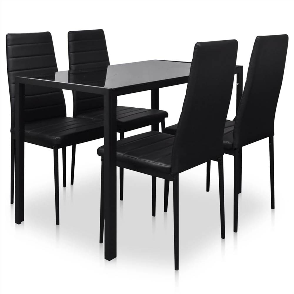 5 Piece Dining Table Set Black