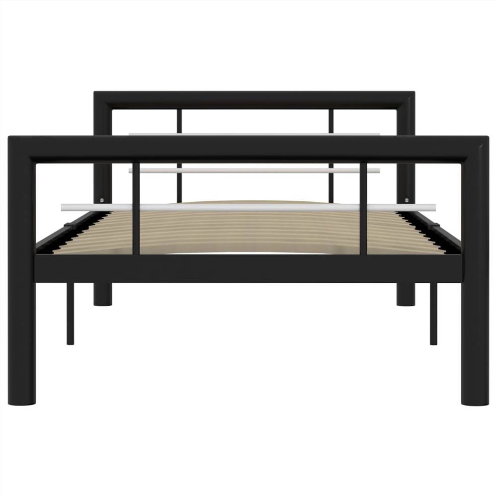 Bed Frame Black and White Metal 90x200 cm