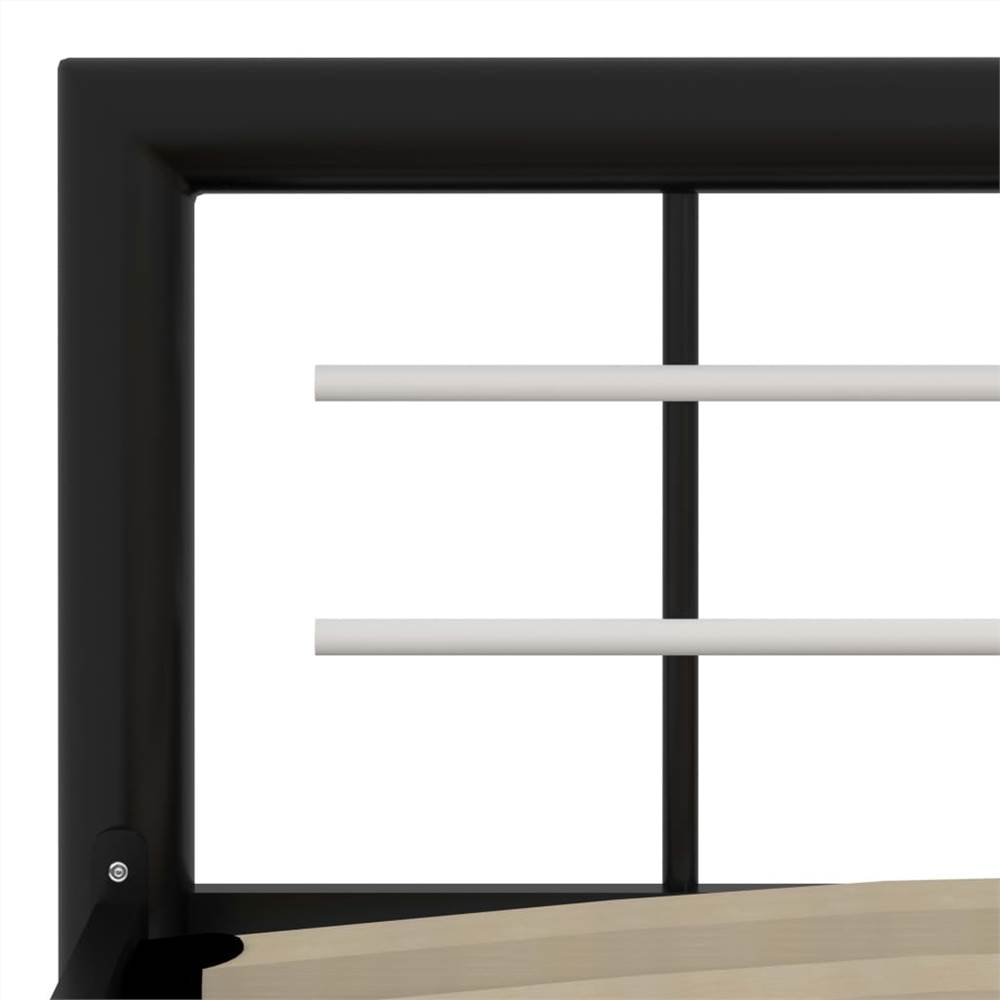 Bed Frame Black and White Metal 90x200 cm