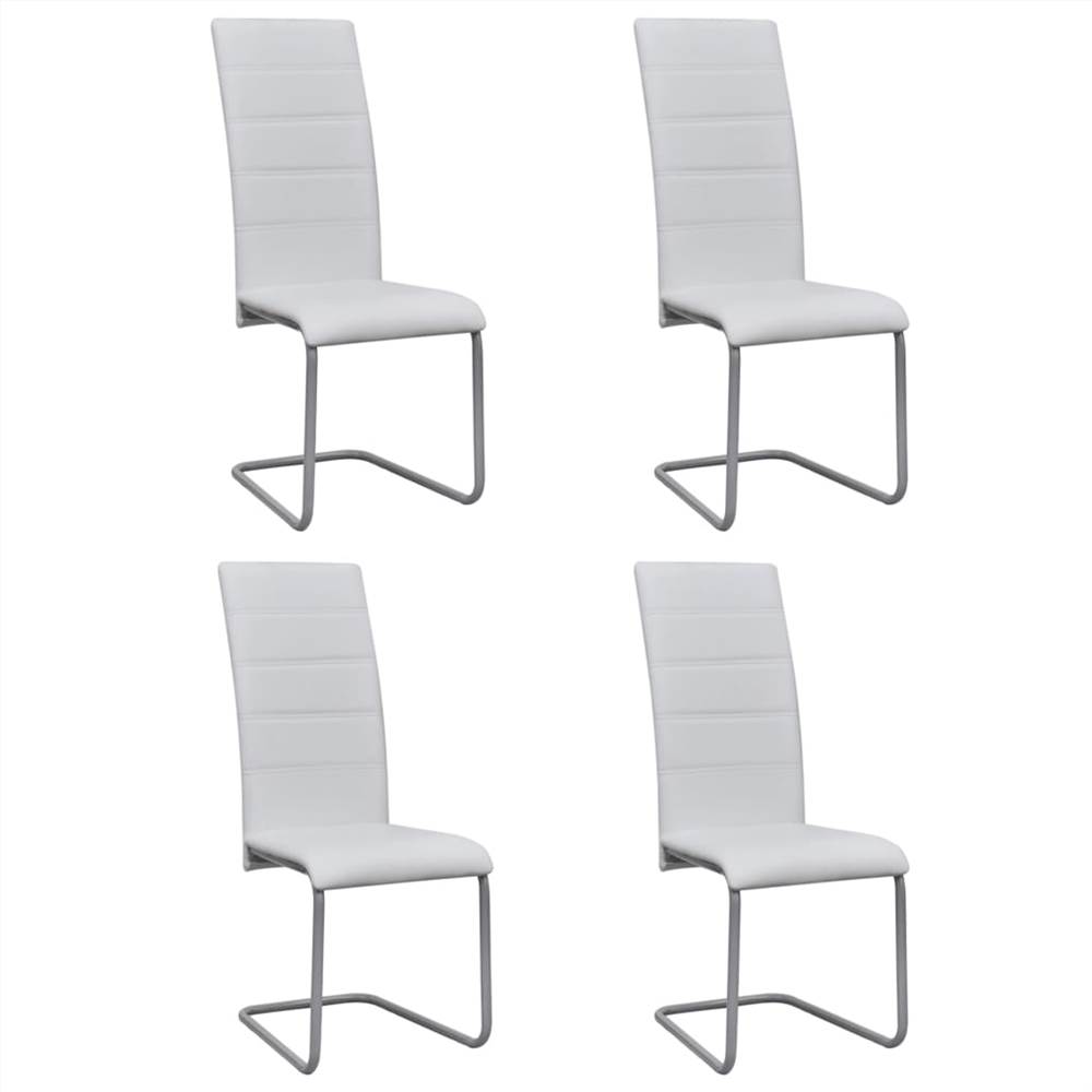 

Cantilever Dining Chairs 4 pcs White Faux Leather