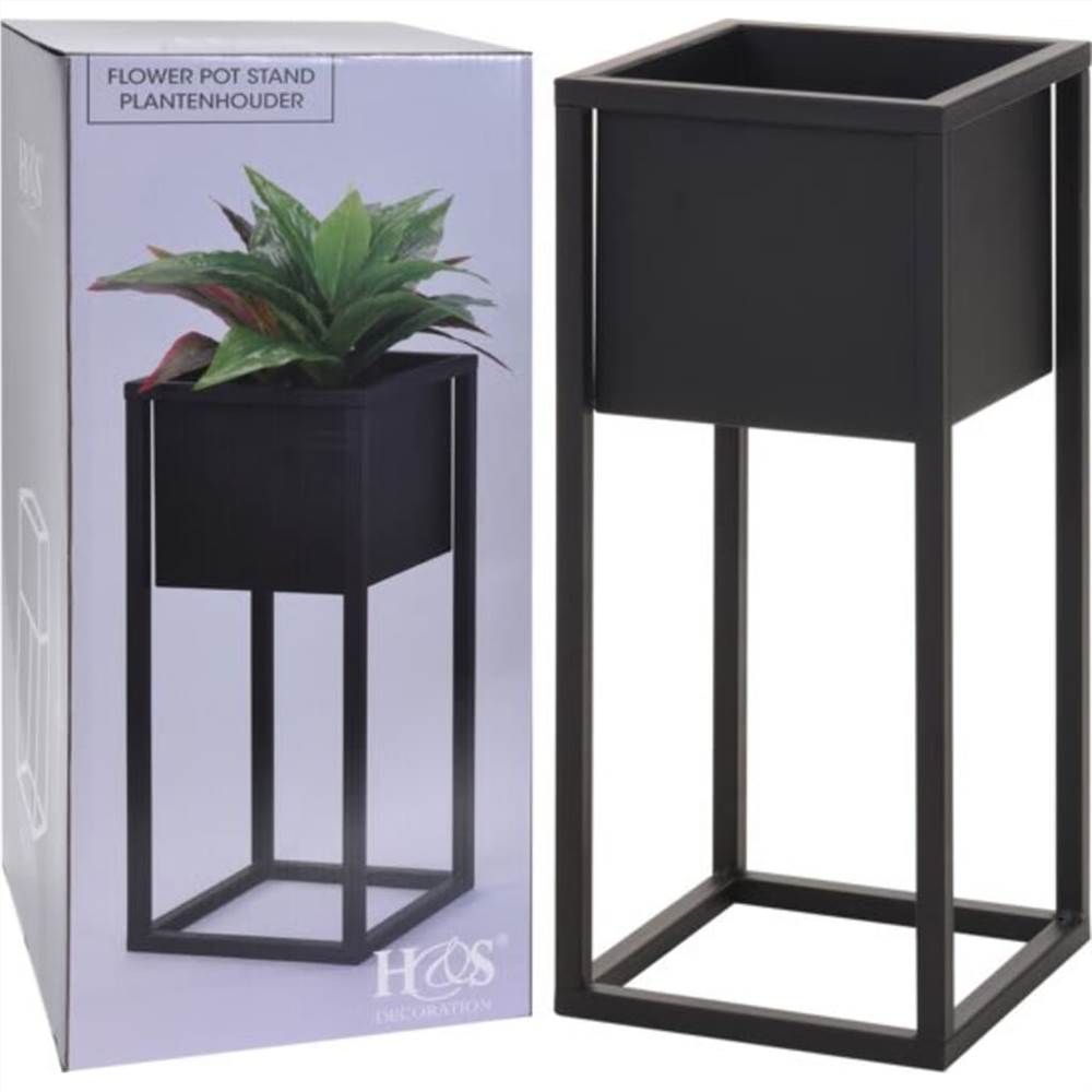 Home&amp;Styling Flower Pot on Stand Metal Black 50cm