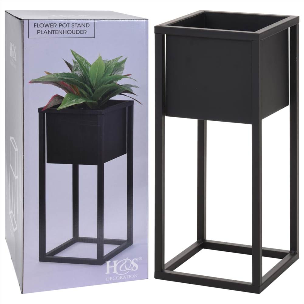 Home&Styling Flower Pot on Stand Metal Black 50cm