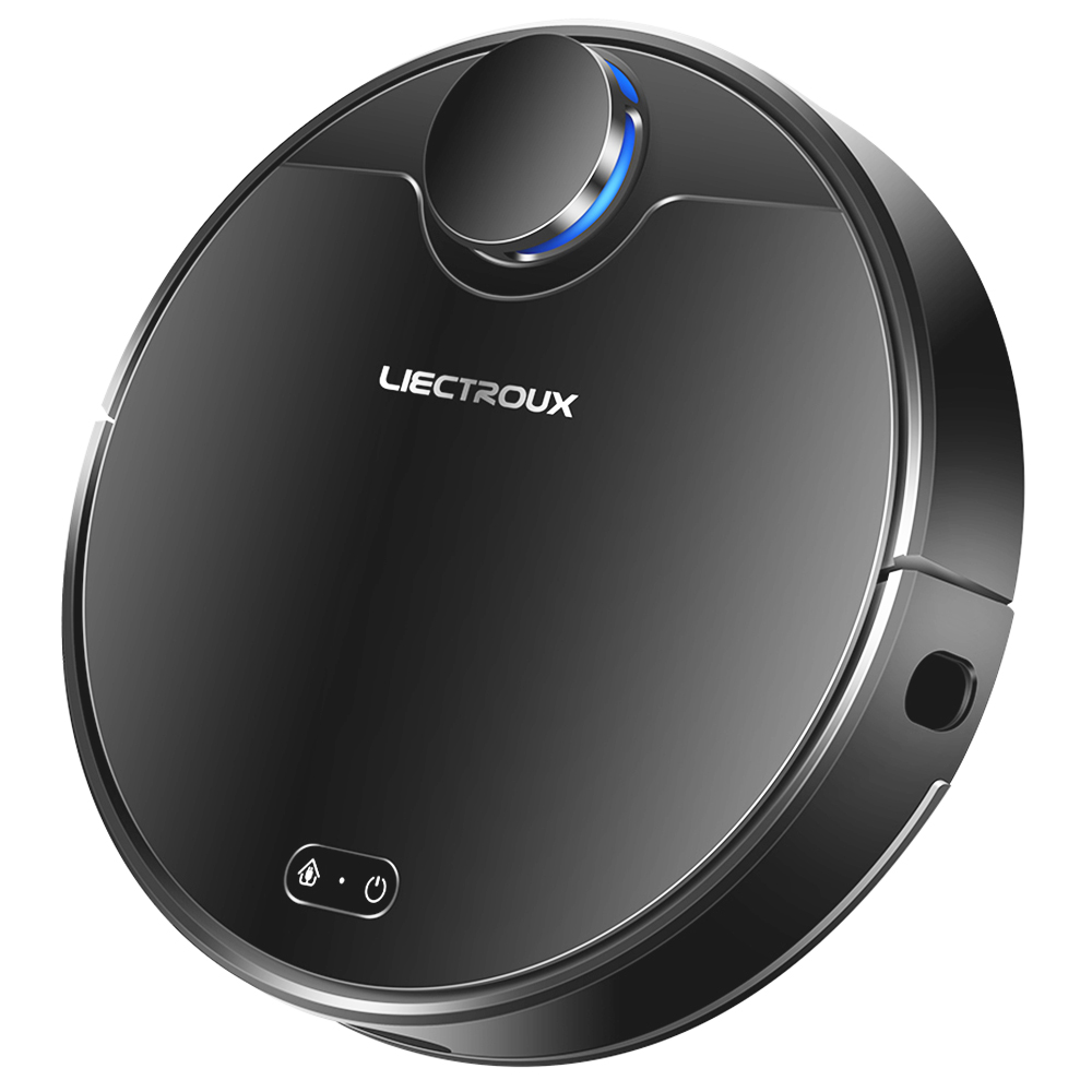 LIECTROUX ZK901 Robot Vacuum Cleaner 3 In 1 Vacuuming Sweeping and Mopping Laser Navigation 6500Pa Suction 5000mAh Battery Voice Control Breakpoint Resume Clean & Mapping APP Control - Black