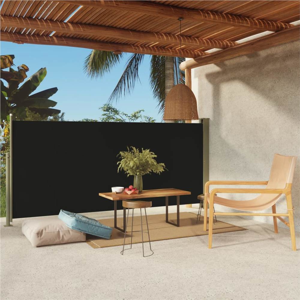 Patio Retractable Side Awning 140x300 cm Black