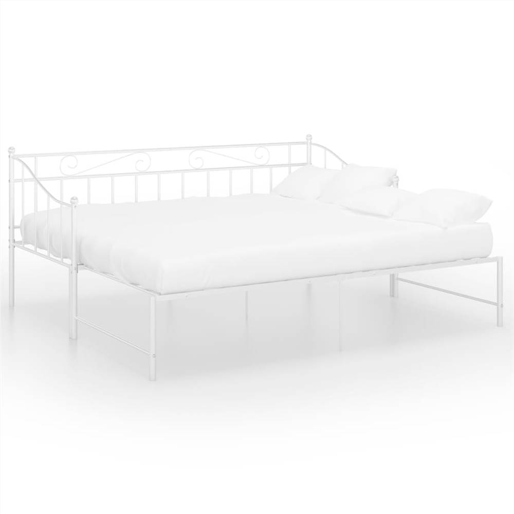 Pullout Sofa Bed Frame White Metal 90x200 cm