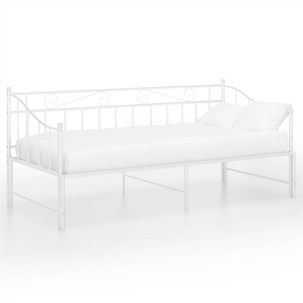 Pullout Sofa Bed Frame White Metal 90x200 cm