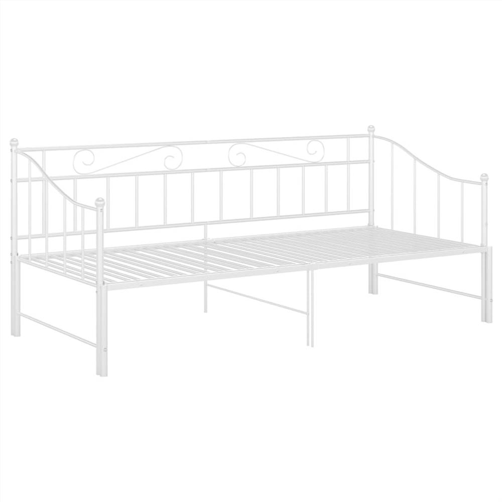 Pullout Sofa Bed Frame White Metal 90x200 cm