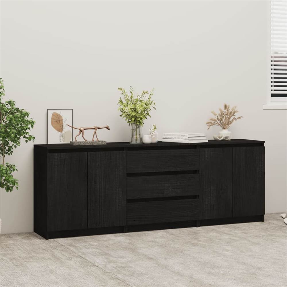 

Side Cabinet Black 180x36x65 cm Solid Pinewood
