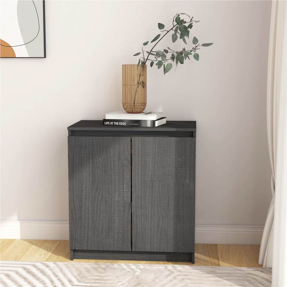 Side Cabinet Grey 60x36x65 cm Solid Pinewood