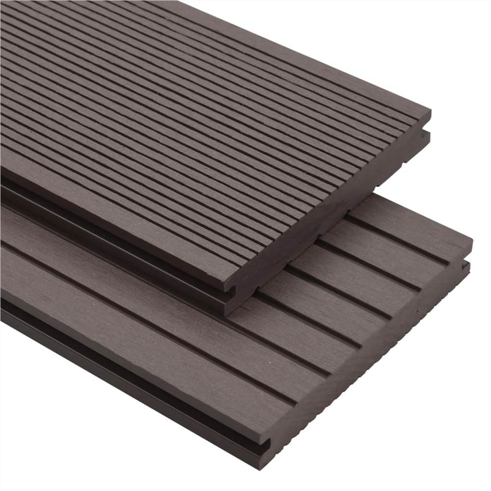 

WPC Solid Decking Boards with Accessories 20m² 2.2m Dark Brown