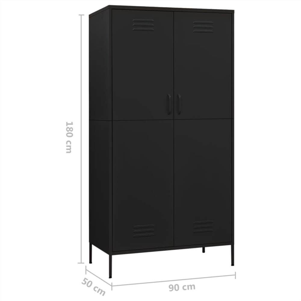 Wardrobe Black 90x50x180 Cm Steel 15 Wardrobe Black 90x50x180 cm Steel