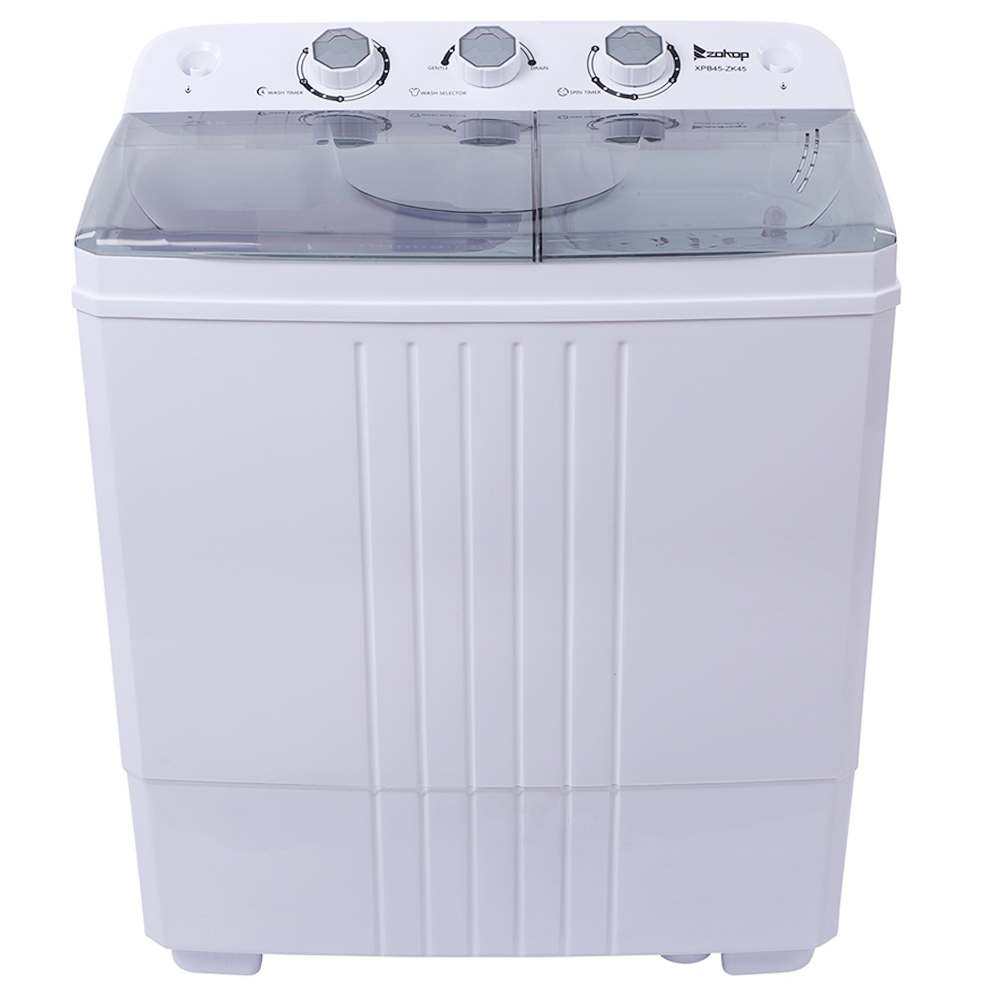 

ZOKOP XPB45-ZK45 110V 400W Semi-Automatic Cover Washing Machine with 16.5lbs Capacity - Gray