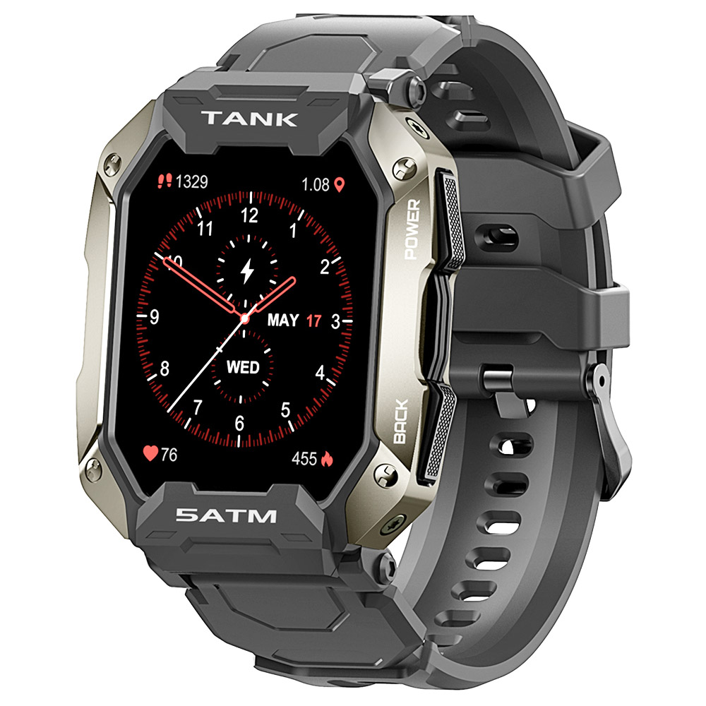 KOSPET TANK M1 Smartwatch 1.72 '' หน้าจอ SpO2 HR BP Monitor เครื่องติดตามการออกกำลังกาย IP69 นาฬิกากีฬากันน้ำ - สีดำ
