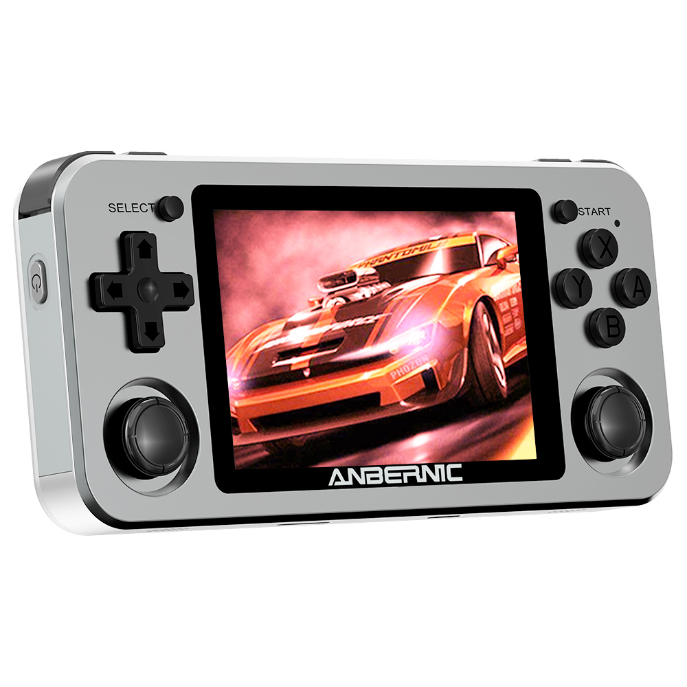 ANBERNIC RG351M 64GB Pocket Game Console, Alluminum Alloy Shell, 3.5'' IPS Screen, Open Source Linux System, Compatível com PS1, NES, NDS, N64, DC, PSP, CPS1, CPS2, FBA, NEOGEO, POCKET, GBA, GBC, GB, SFC, FC - Cinza