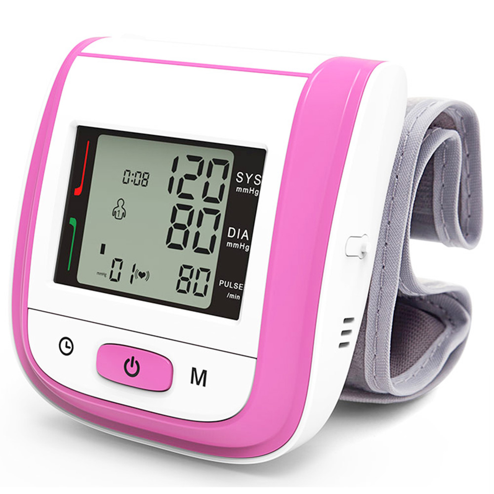BOXYM BPW1 Handgelenk-Blutdruckmessgerät Automatisches Blutdruckmessgerät Blutdruckmessgerät Tonometer Home Health – Pink