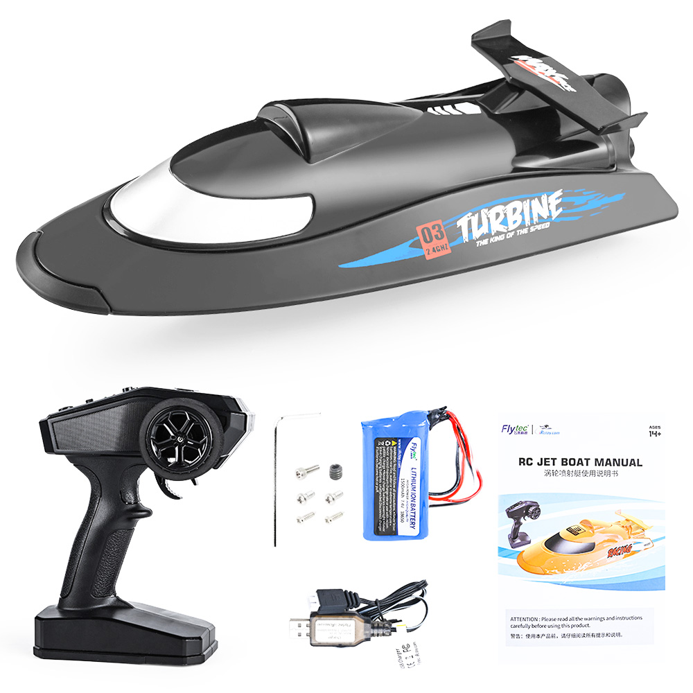 Flytec V009 30KM High Speed RC Jet Boat Black